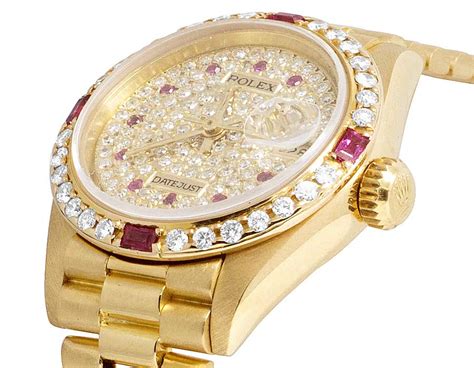 ruby paved rolex|Rolex lady Datejust gold.